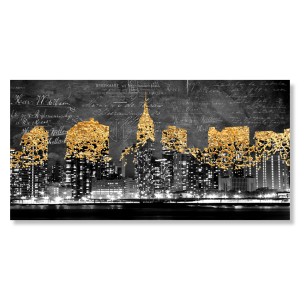 M984 - Πίνακας μαύρα και χρυσά κτίρια