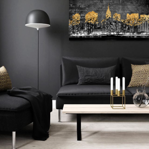 M984 - Πίνακας μαύρα και χρυσά κτίρια