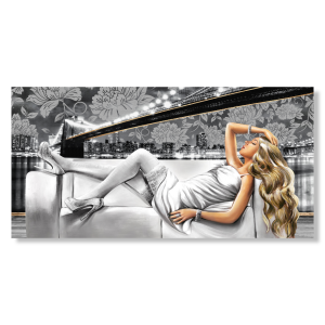 M991 - Πίνακας γυναίκα με λευκό φόρεμα