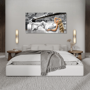 M991 - Πίνακας γυναίκα με λευκό φόρεμα