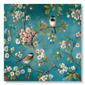 WA058 - Πίνακας λουλούδια και πουλιά