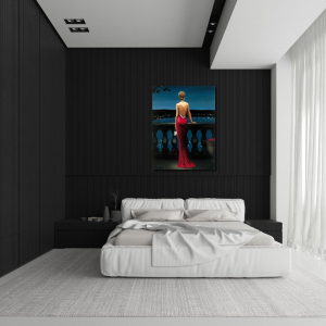 WA110 - Πίνακας γυναίκα κόκκινο φόρεμα κάθετος