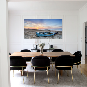 BDL055 - Πίνακας μπλε βάρκα στο ηλιοβασίλεμα