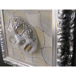 M01 - Βενετσιάνικη μάσκα λευκό και ασήμι