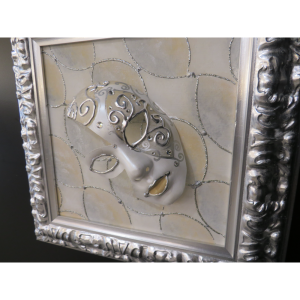 M01 - Βενετσιάνικη μάσκα λευκό και ασήμι