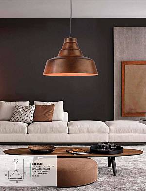 Φωτιστικό μονόφωτο αλουμίνιο χαλκός/πατίνα μαύρη Ε27 Φ30