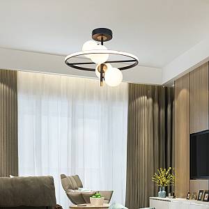 Κρεμαστό φωτιστικό LED 20W 3000K και 4XG9 σε μαύρο και χρυσαφί χρώμα D:50cm (6063)