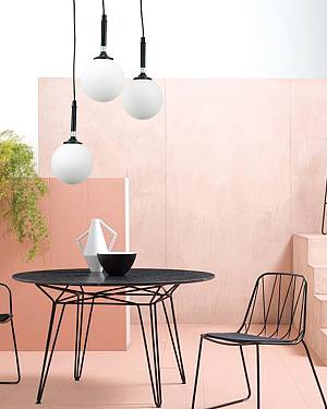 Κρεμαστό φωτιστικό από μαύρο μέταλλο και λευκή οπαλίνα 3XG9 D:30cm (4514-3 ΡΟΖΕΤΑ)