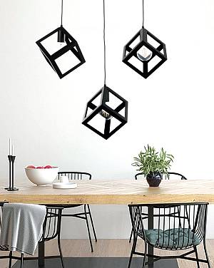 Κρεμαστό φωτιστικό από μαύρο μέταλλο 3XE27 D:60cm (4400-3-BL-ΡΑΓΑ)