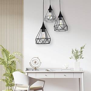 Κρεμαστό φωτιστικό από λευκό μέταλλο 3XE27 D:30cm (4024-3-WH-ROSETTE)