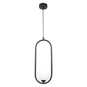 Κρεμαστό φωτιστικό σε μαύρη απόχρωση και λευκή οπαλίνα 1XG9 D:40cm (4021-BL)