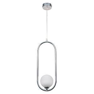 Κρεμαστό φωτιστικό σε χρώμιο απόχρωση και λευκή οπαλίνα 1XG9 D:40cm (4022-CH)