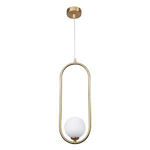 Κρεμαστό φωτιστικό σε χρυσαφί χρώμα και λευκή οπαλίνα 1XG9 D:40cm (4022-GL)