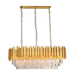 Κρεμαστό φωτιστικό από χρυσαφί αλουμίνιο και κρύσταλλα 12XE14 D:100cm (6069-12)