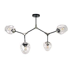 Κρεμαστό φωτιστικό από μαύρο μέταλλο και διάφανο γυαλί 4XE27 D:120cm (6129-4-ΝΜ)