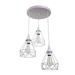 Κρεμαστό φωτιστικό από λευκό μέταλλο 3XE27 D:30cm (4024-3-WH-ROSETTE)