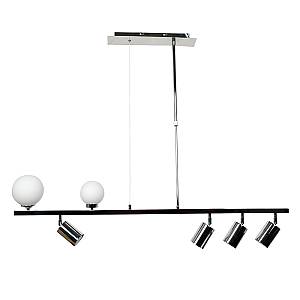 Κρεμαστό φωτιστικό από χρώμιο μέταλλο και λευκή οπαλίνα 2XG9 και 4XGU10 D:110cm (6191-CH)