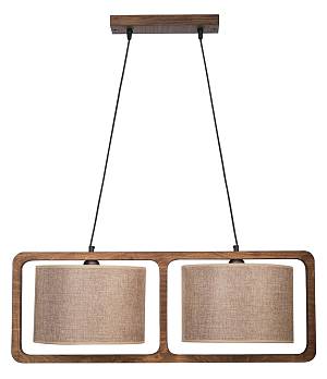 Φωτιστικό Πολύφωτο 2φ Ξύλο/Αμπαζούρ μόκα Ε27