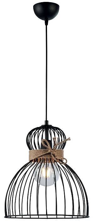 Φωτιστικό μονόφωτο μέταλλο μαύρο/σχοινί Ε27 Φ30