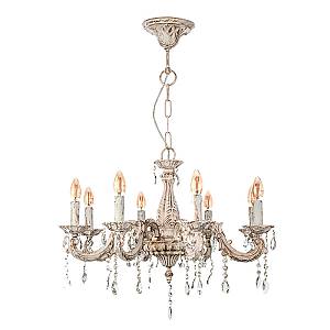 Κρεμαστό φωτιστικό από μέταλλο σε μπεζ πατίνα και κρύσταλλα 8XE14 D:65cm (5304-8)