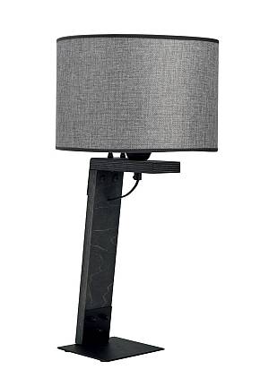 Επιτραπέζια λάμπα φωτιστικό ξύλο/αμπαζούρ γκρι Ε27