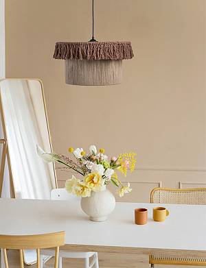 Φωτιστικό μονόφωτο BOHO  σχοινί καφέ/μελί Ε27 Φ40