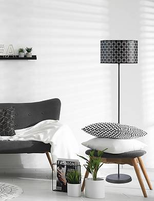 Φωτιστικό δαπέδου μέταλλο/αμπαζούρ μαύρο/λευκό Ε27