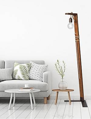 Φωτιστικό δαπέδου ξύλο/σχοινί  Ε27