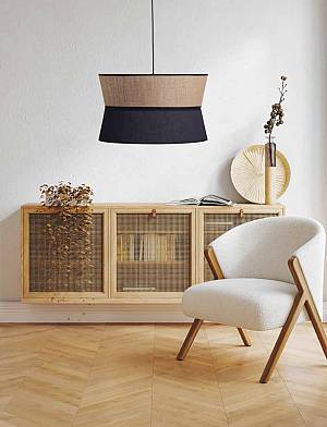 Φωτιστικό μονόφωτο αμπαζούρ διπλό μαύρο/μπεζ Ε27 Φ40