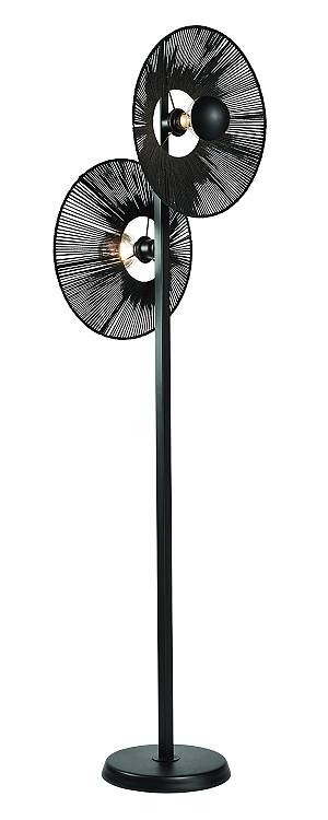 Φωτιστικό δαπέδου 2φωτο μέταλλο μαύρο σκιάδιο σχοινί μαύρο  Ε27