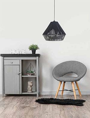 Φωτιστικό μονόφωτο ύφασμα  μαύρο/γκρι Ε27 Φ40