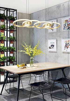 Φωτιστικό led χρυσό 3CCT Dimmable by remote control 80w 7300Lm