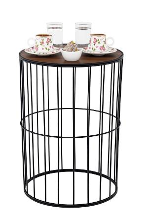 TBH-04 BK ΤΡΑΠΕΖΑΚΙ ΜΑΥΡΟ ΣΤΡΟΓΓΥΛΟ ΠΛΕΓΜΑ ΜΕ ΞΥΛΟ