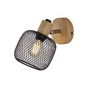 Απλίκα 1 x E14 μαύρο/ξύλο