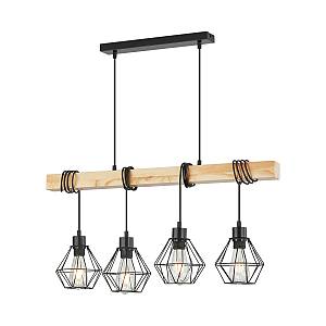 Κρεμαστό φωτιστικό 4 x E27 μαύρο/ξύλο