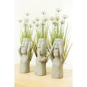 PERU MAN SEE ΔΙΑΚΟΣΜΗΤΙΚΗ ΦΙΓΟΥΡΑ 19x18x51cm ΤΕΧΝΗΤΗ ΠΕΤΡΑ ΓΚΡΙ