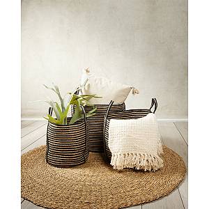 YIRMI ΚΑΛΑΘΙ SET 3ΤΜΧ 40x40x40cm ΓΙΟΥΤΑ ΦΥΣΙΚΟ ΜΑΥΡΟ