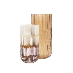 MEDAN ΒΑΖΟ 14x14x30cm ΓΥΑΛΙ ΚΑΦΕ