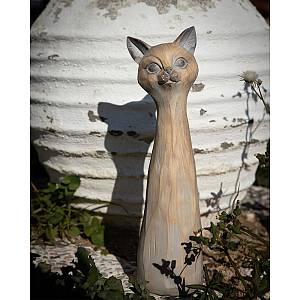 SAGIA ΔΙΑΚΟΣΜΗΤΙΚΟ ΓΑΤΑ 11x11x38cm POLYRESIN ΜΠΕΖ ΓΚΡΙ