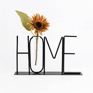 HOME ΔΙΑΚΟΣΜΗΤΙΚΗ ΕΠΙΓΡΑΦΗ 38x5x22cm ΜΕΤΑΛΛΟ ΜΑΥΡΟ ΓΥΑΛΙ