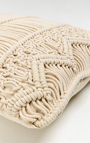 HARSHA ΔΙΑΚΟΣΜΗΤΙΚΟ ΜΑΞΙΛΑΡΙ MACRAME 45x45cm ΒΑΜΒΑΚΙ IVORY POLYESTER