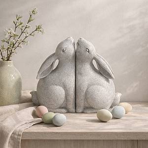 BUN BUN ΔΙΑΚΟΣΜΗΤΙΚΟ ΒΙΒΛΙΟΣΤΑΤΗΣ SET 2ΤΜΧ 22x9x18cm POLYRESIN ΜΠΕΖ