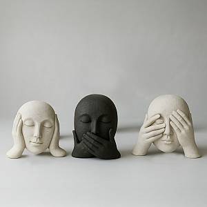 THINK ΔΙΑΚΟΣΜΗΤΙΚΟ ΠΡΟΣΩΠΟ 19.5x8x16.2cm POLYRESIN OFF WHITE