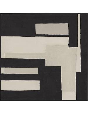 Πίνακας hand relief paint αφηρ.μαύρο/εκρού σε κάδρο 100x100 cm