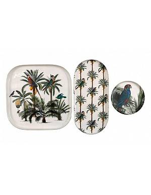 Πιατέλες μεταλ.PALM s/3 21X21X0.5CM /  21X10.5X0.5CM / 11X11X0.5CM