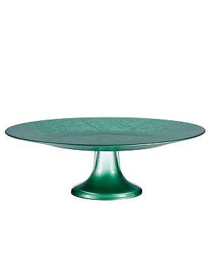 Πιατέλα σερβιρισμ.γυάλ.με πόδι πράσινη Φ32,5 Η10,5cm