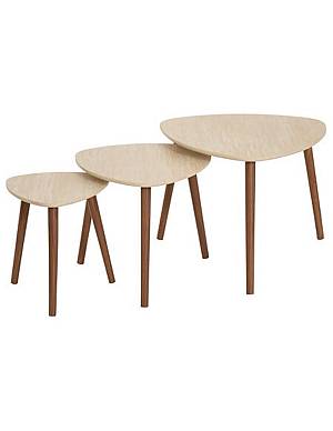 Τραπεζάκια σαλονιού ξύλινα εφέ ασβεστόλιθου s/3 60 x 45 x 60 cm