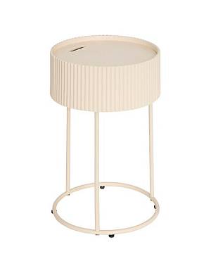 Τραπέζι βοηθητικό εκρού MDF/μεταλλικά πόδια 33x48cm