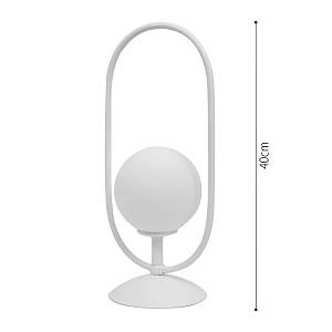 Επιτραπέζιο φωτιστικό σε λευκή απόχρωση και λευκή οπαλίνα 1XG9 D:40cm (3041-WH)