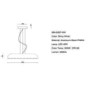 MIA - Λευκό Μεταλλικό Κρεμαστό Φωτιστικό